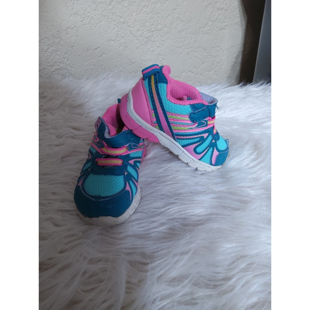Garanimals Toddler Girls Teal Pink Athletic Sneakers Shoes Size 3 Hook and Loop